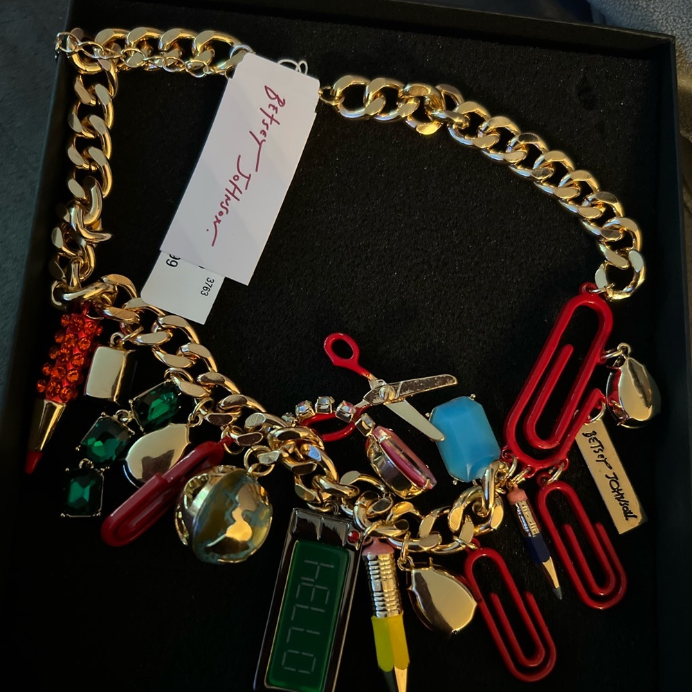 Betsey Johnson Gold and Red Charm Necklace